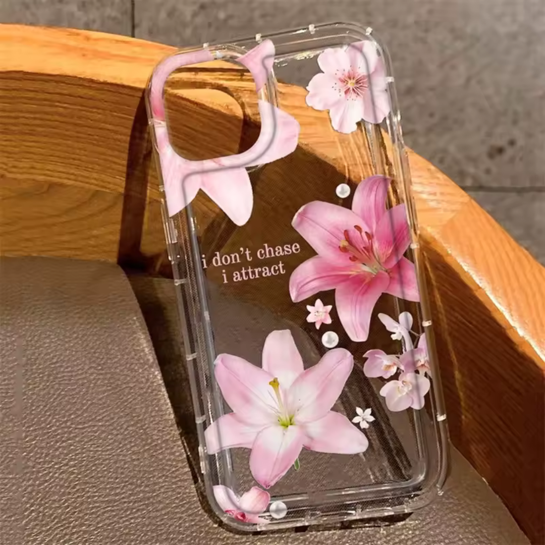 Funda de Celular Transparente con Estampado de Flores