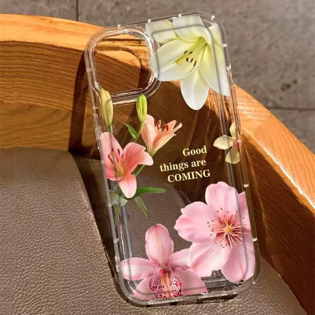 Funda de Celular Transparente con Estampado de Flores