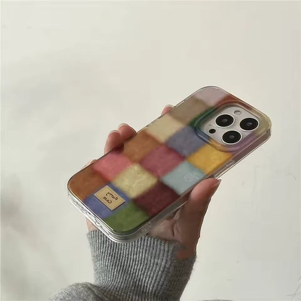 Funda Transparente con Cuadrados de Color