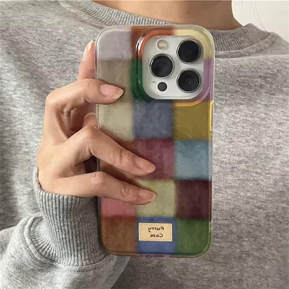 Funda Transparente con Cuadrados de Color