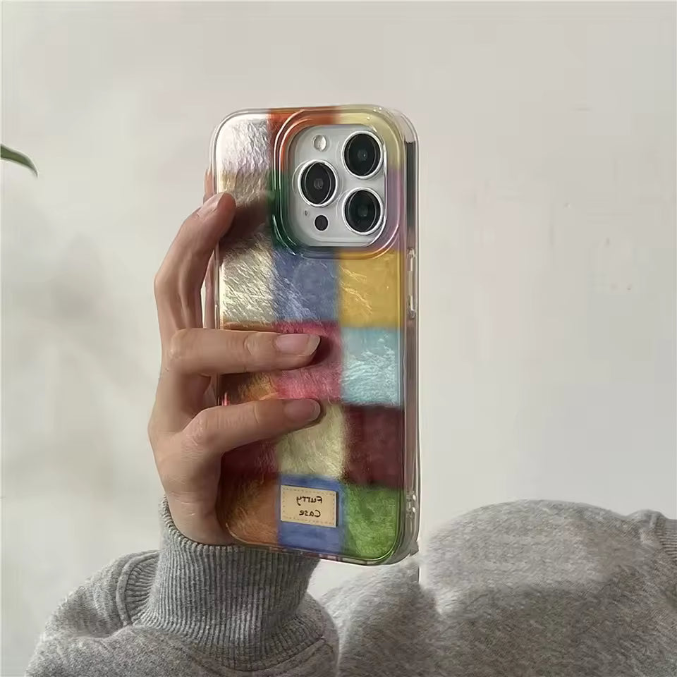 Funda Transparente con Cuadrados de Color