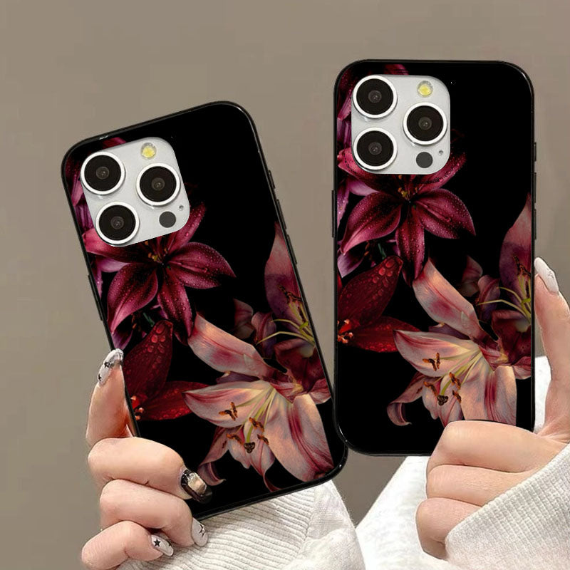 Funda de Celular con Flores de Lirio Rojas