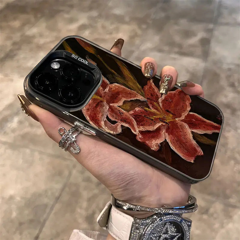 Funda de Celular de una Pintura de Olió de Flor del Lirio