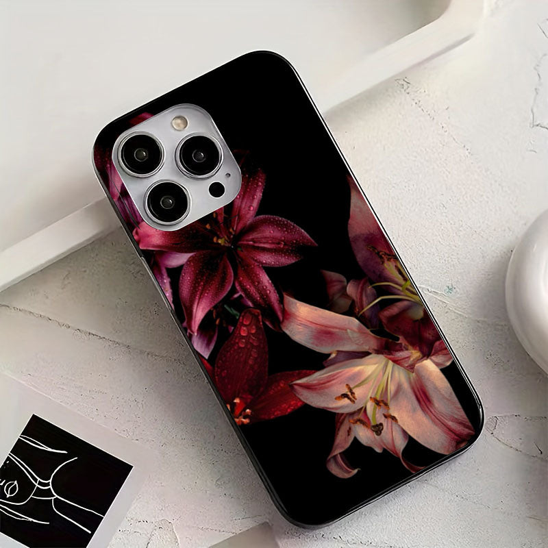 Funda de Celular con Flores de Lirio Rojas