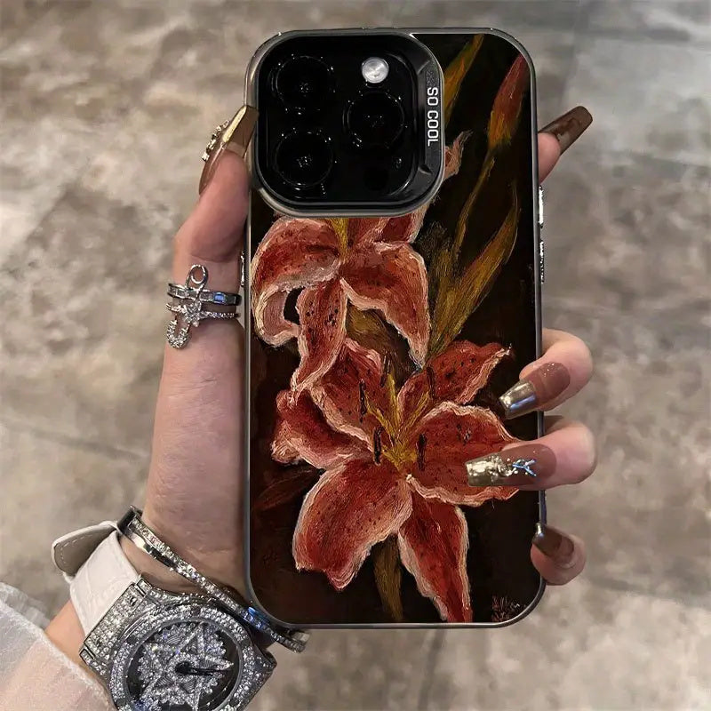 Funda de Celular de una Pintura de Olió de Flor del Lirio