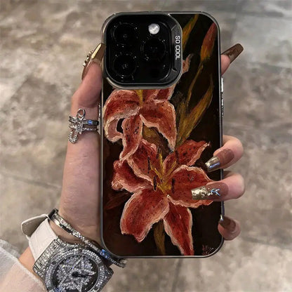 Funda de Celular de una Pintura de Olió de Flor del Lirio