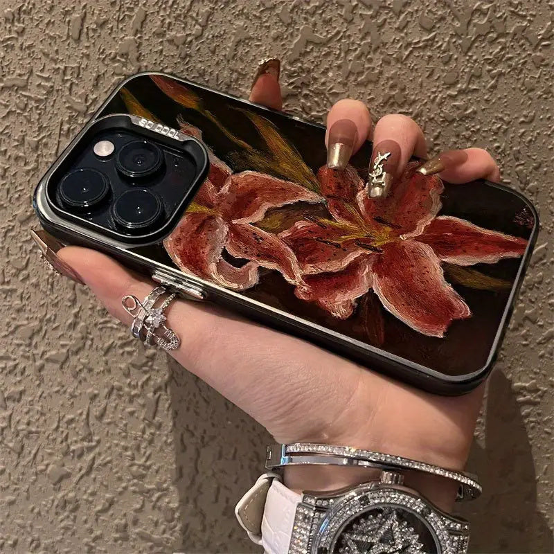 Funda de Celular de una Pintura de Olió de Flor del Lirio