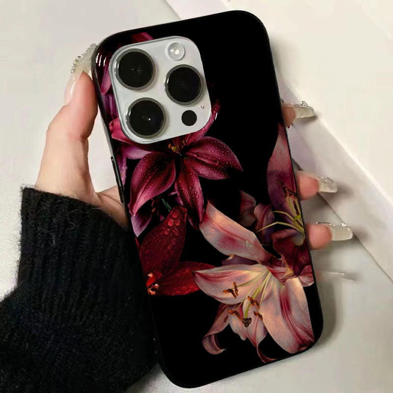 Funda de Celular con Flores de Lirio Rojas